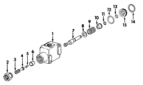Single Acting Control Valve Diagram and Parts List for CUB185  Cub Cadet Lawn Tractor